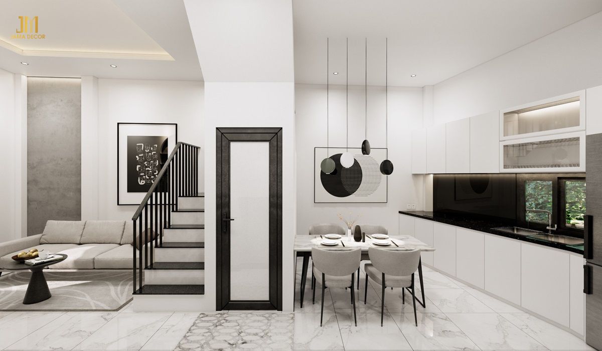 Tủ bếp nhà phố kết hợp phòng bếp