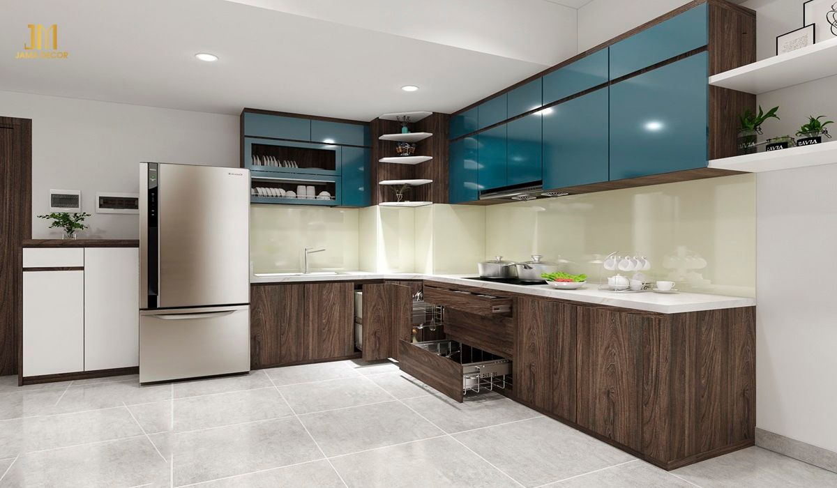 Mẫu thiết kế nội thất nhà bếp chữ L đẹp và hiện đại