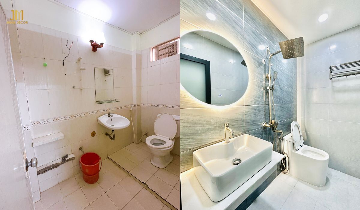 Cải tạo nội thất nhà ống thành không gian sống lý tưởng 17 Cải tạo nội thất nhà vệ sinh nhà ống