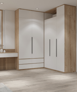 tủ quần áo được để gần cửa ra vào tiện lợi tiết kiệm không gian