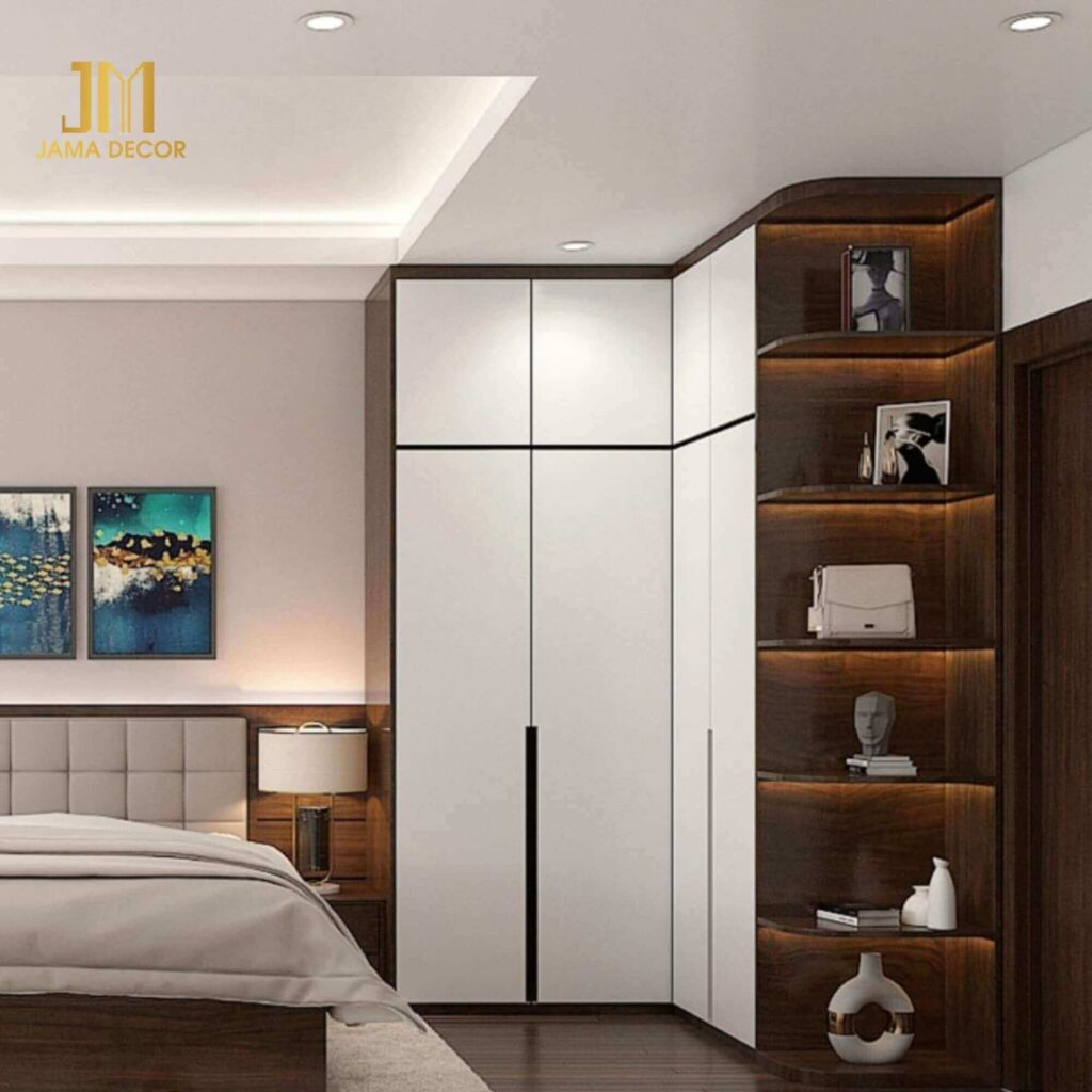 Tủ chữ L phù hợp với căn phòng góc cạnh