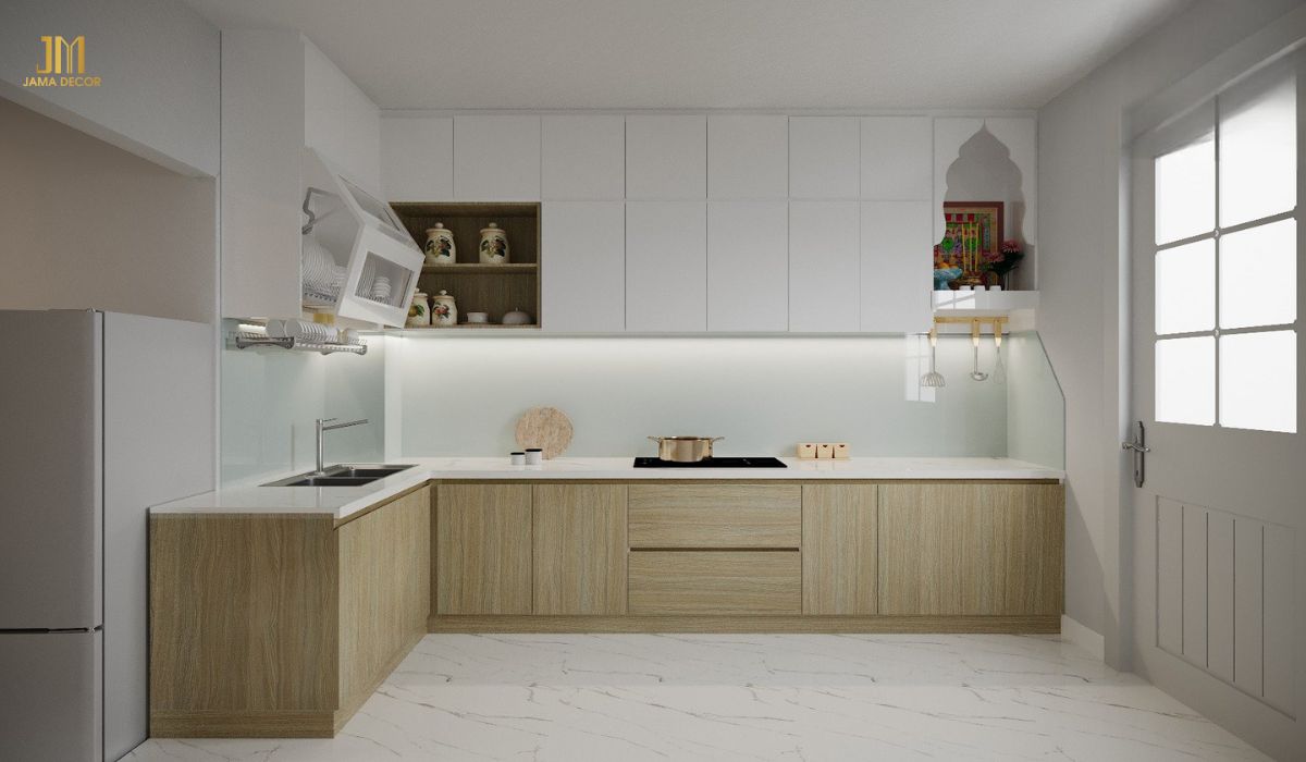 Cách tính chi phí cải tạo nhà chỉ với 10 bước đơn giản 8 Nội thất nhà bếp màu trắng tinh tế, hiện đại