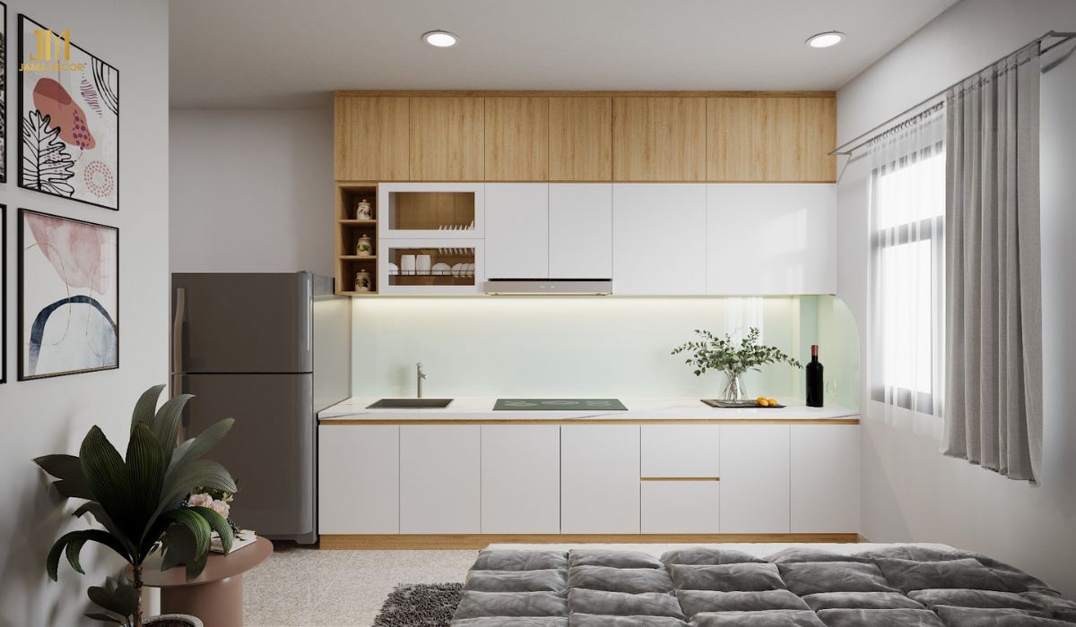 Nhà bếp được tích hợp trong phòng ngủ