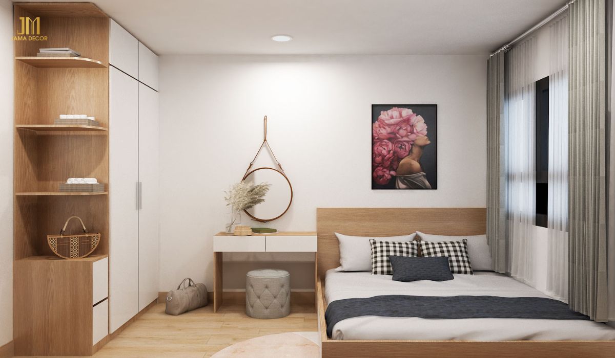 Mẫu thiết kế phòng ngủ màu trắng phong cách tối giản