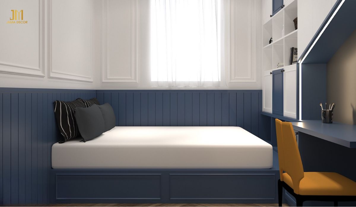 Gam màu trắng kết hợp xanh navy sang trọng