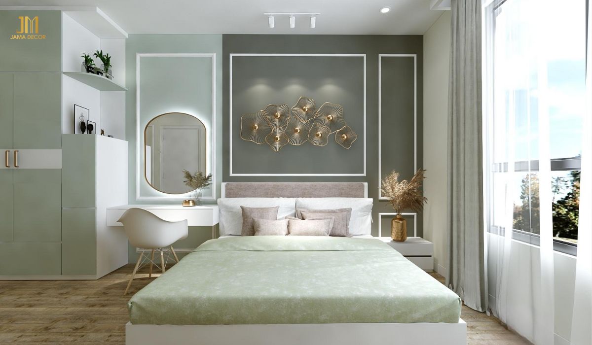 Giường ngủ sẽ được bố trí ở cuối căn phòng