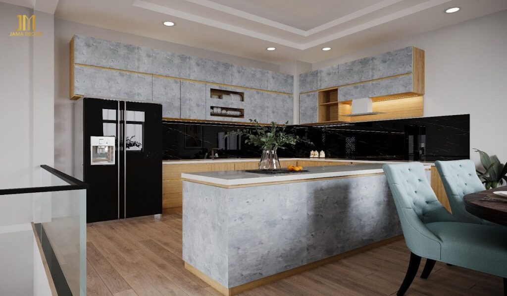 noi that nha bep dep voi ban dao bep