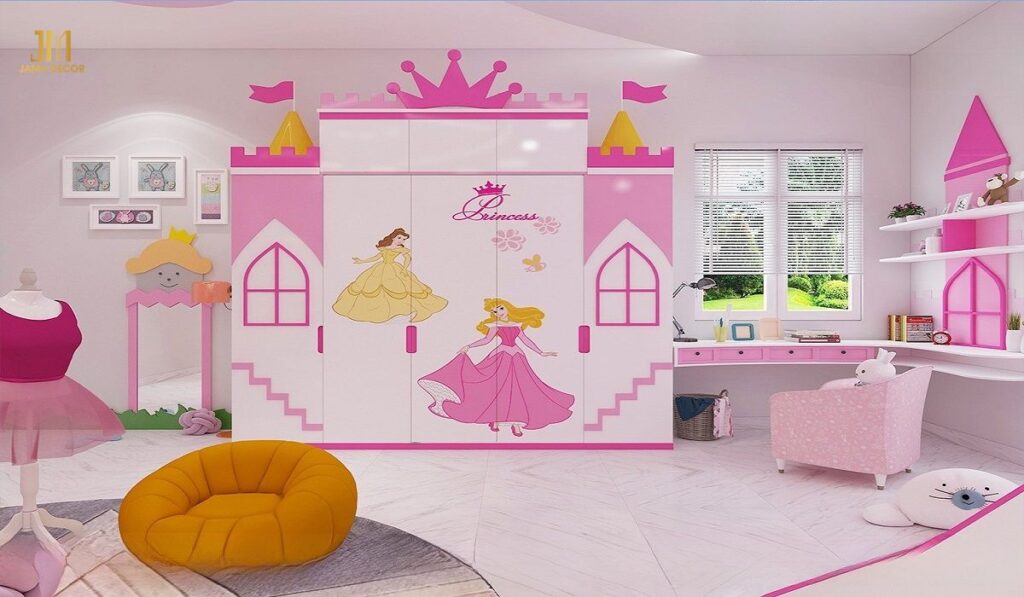 Tủ quần áo công chúa Disney màu hồng siêu dễ thương cho bé