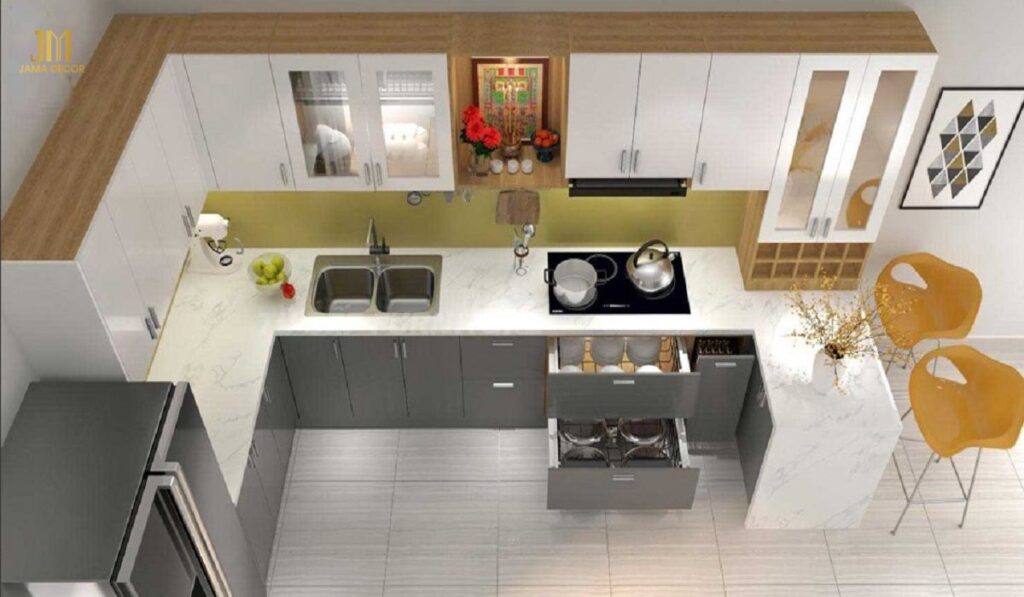 Top 100+ mẫu nội thất bếp giá rẻ hiện đại 70
Nội thất bếp giá rẻ - Tủ bếp chữ U