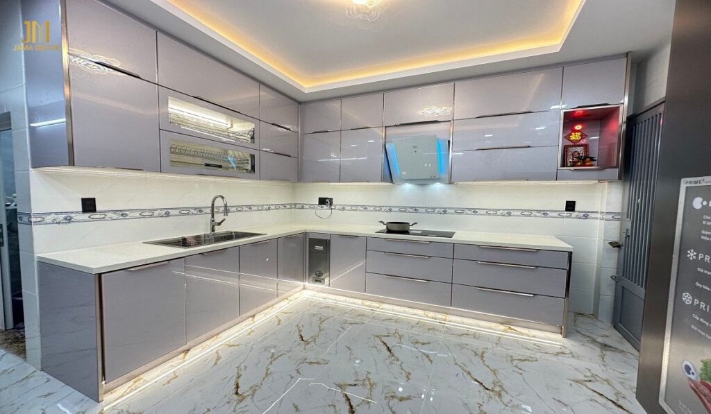 Top 100+ mẫu nội thất bếp giá rẻ hiện đại 49 Nội thất bếp giá rẻ - Tủ bếp công nghiệp phủ Acrylic