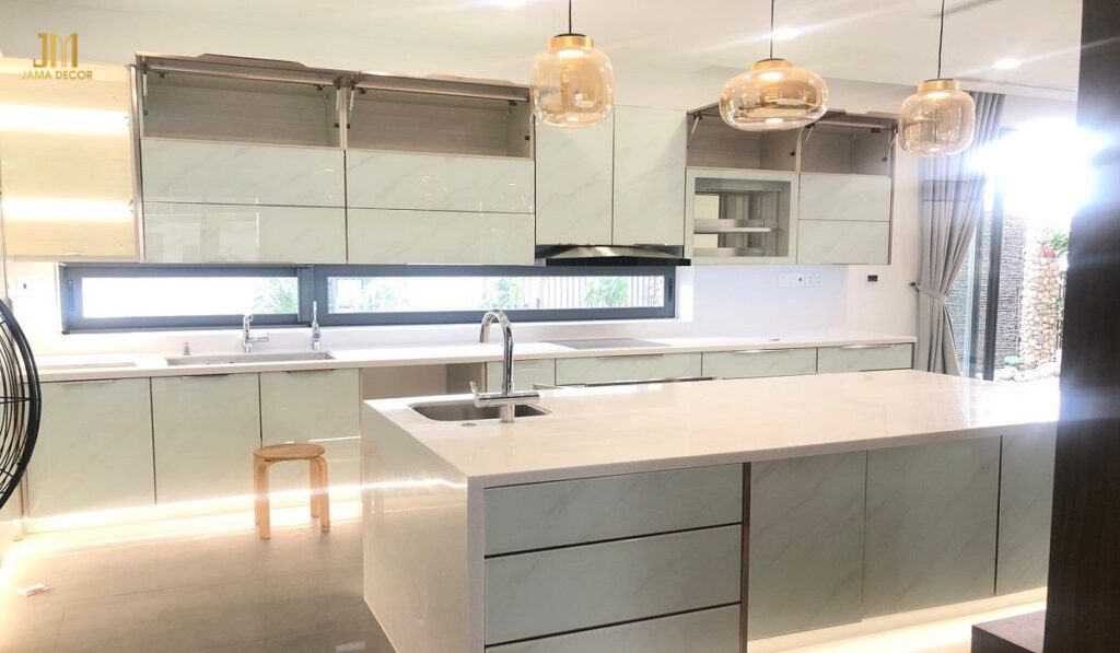 Top 100+ mẫu nội thất bếp giá rẻ hiện đại 46 Nội thất bếp giá rẻ - Tủ bếp công nghiệp phủ Acrylic