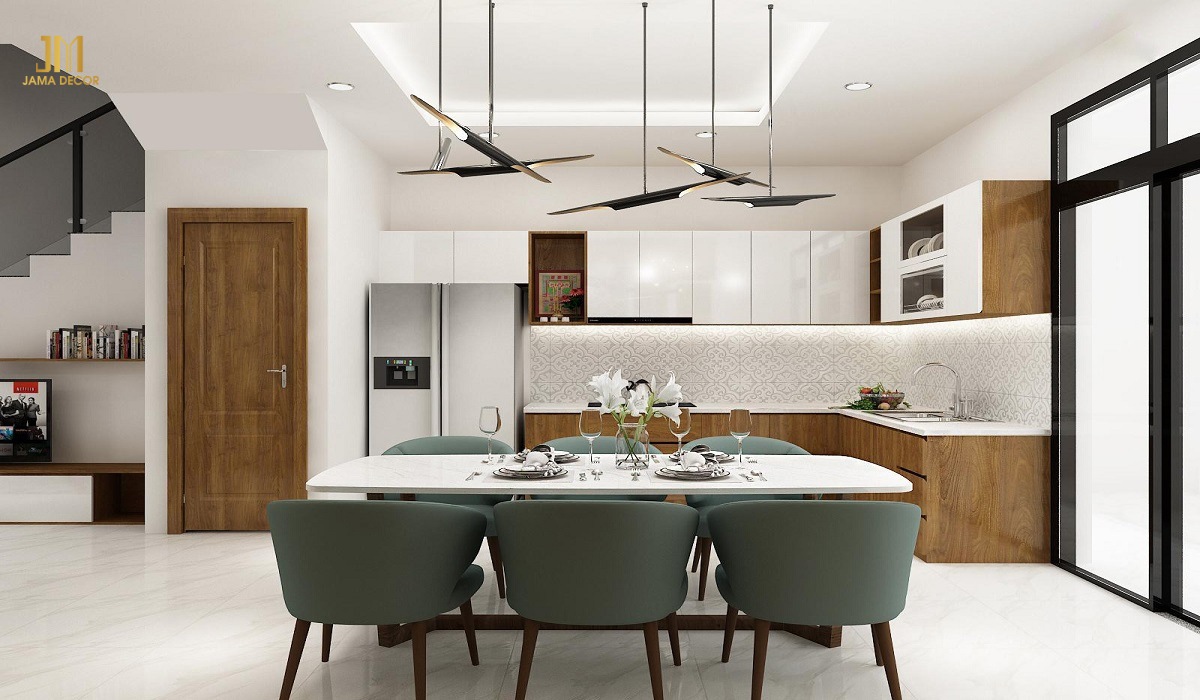 Thiết kế bếp chữ L nhỏ gọn, tiện ích