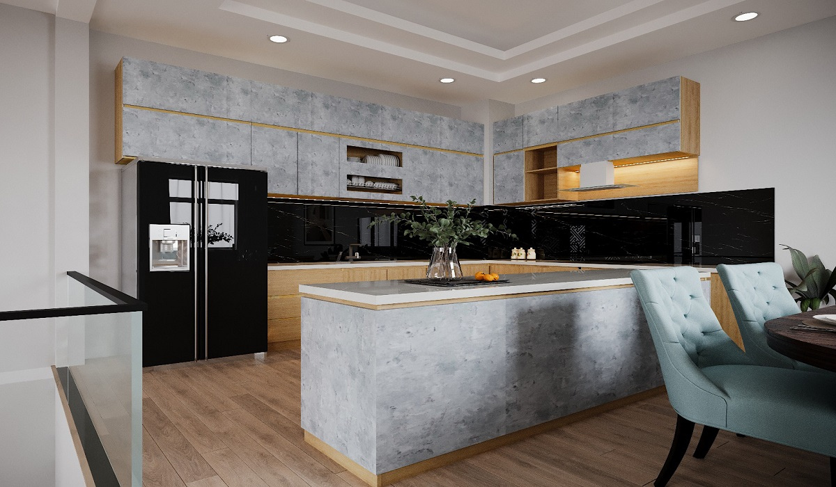 Thiết kế nội thất bếp đẹp sử dụng bàn đảo bếp