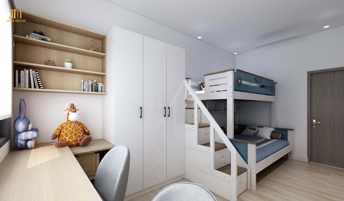 phòng ngủ có giường tầng cho bé trai