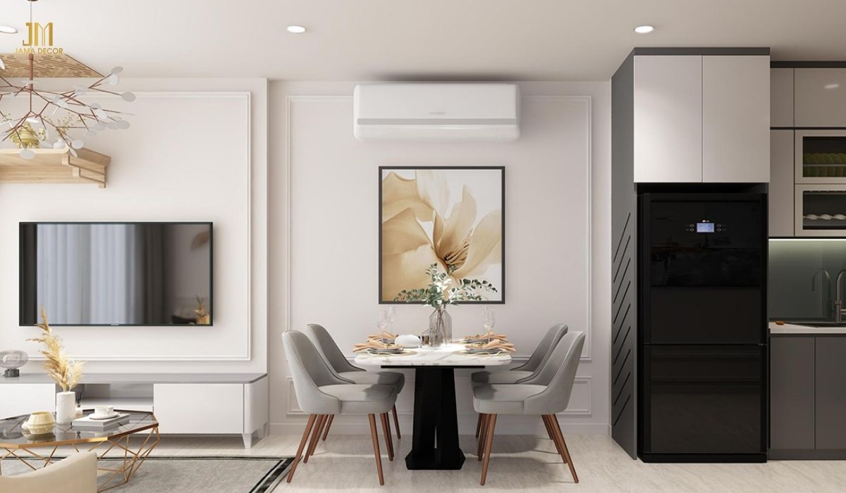 Sơn tường chung cư màu be giúp không gian thoáng đãng, rộng rãi