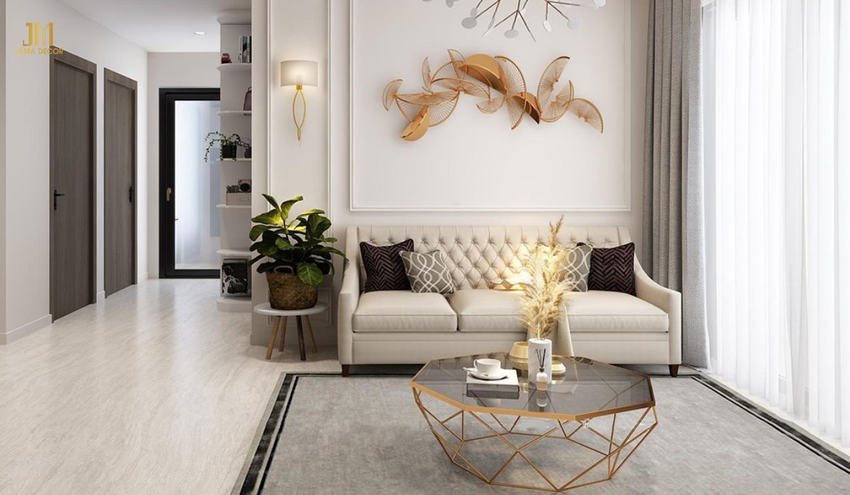 Mẫu thiết kế phòng khách chung cư theo phong cách tân cổ điển