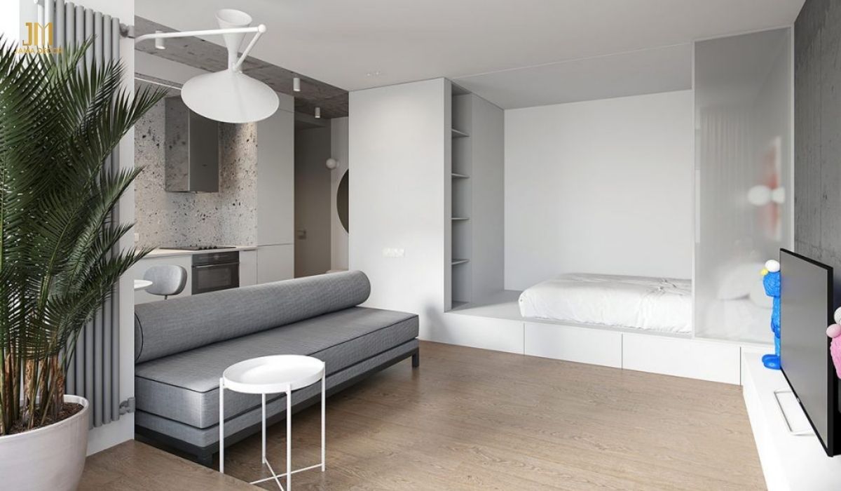 Nội thất chung cư 1 phòng ngủ 30m2 theo phong cách tối giản
