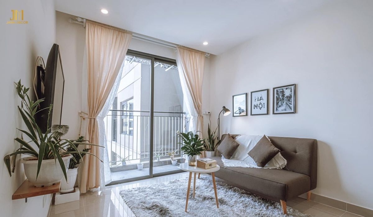Mẫu nội thất phòng khách chung cư được sắp xếp hài hòa
