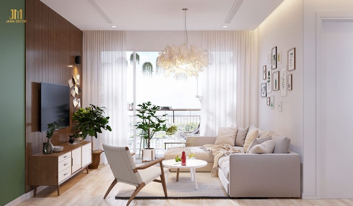 Phòng khách sử dụng rèm mỏng để tận dụng ánh sáng tự nhiên