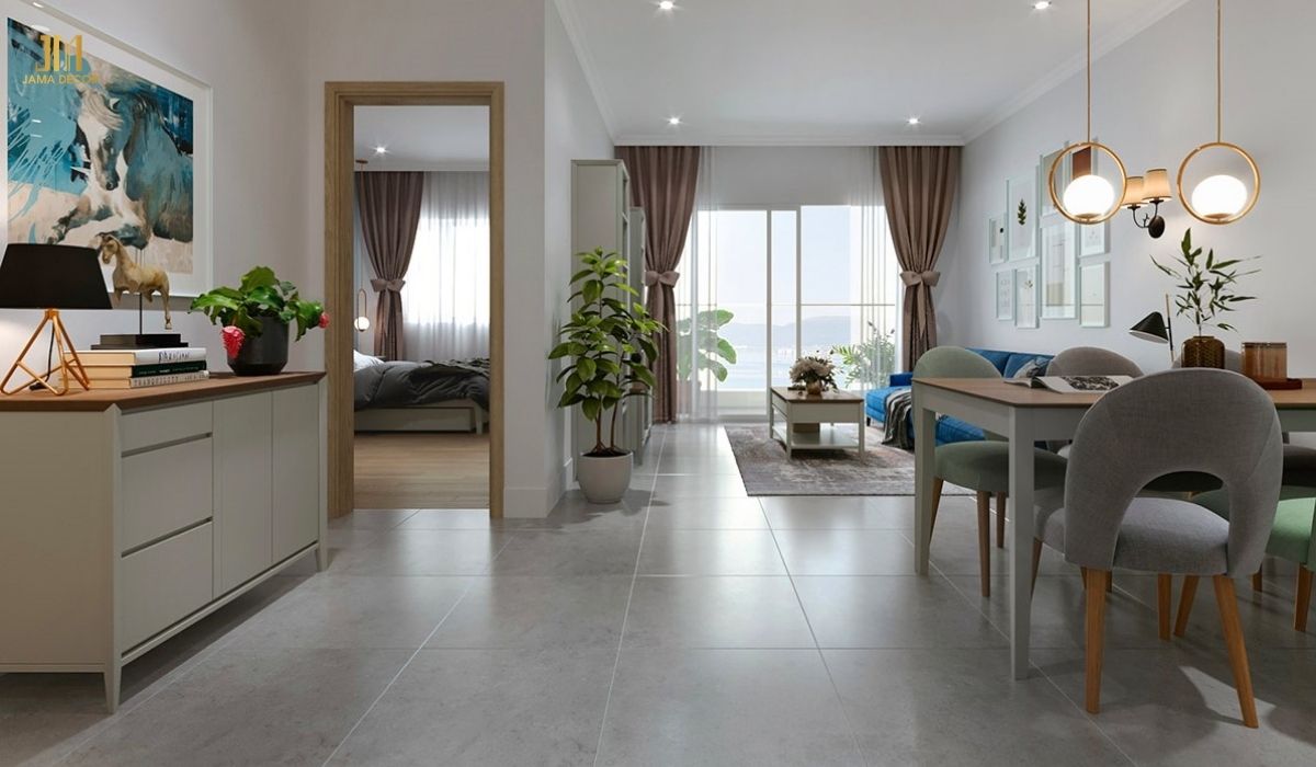 Mẫu nội thất chung cư 1 phòng ngủ 50m2 hiện đại, đơn giản