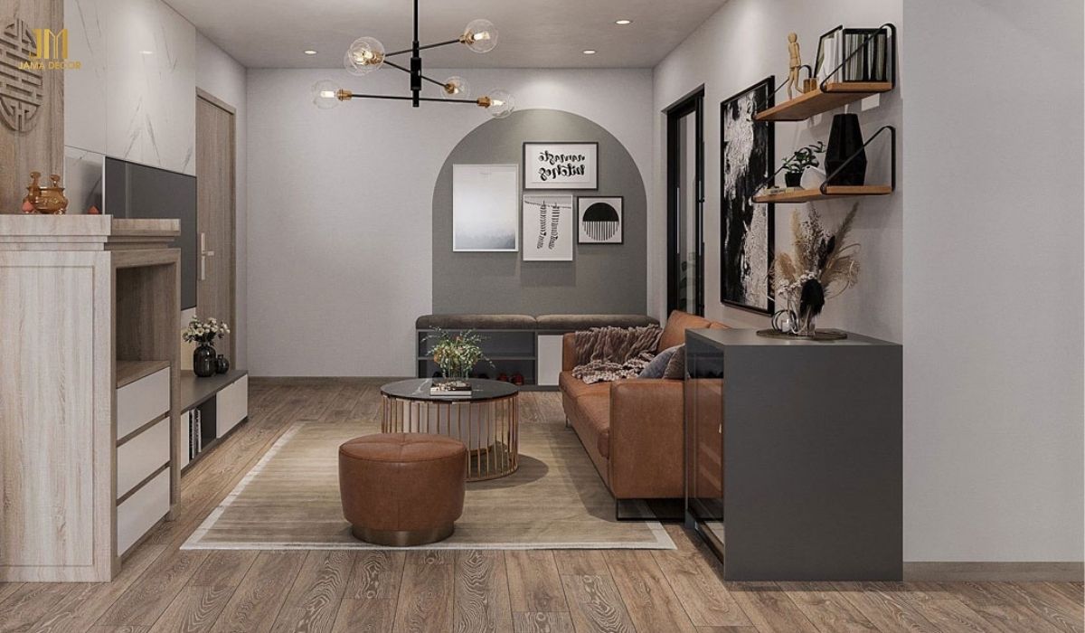Mẫu nội thất phòng khách chung cư 1 phòng ngủ độc đáo