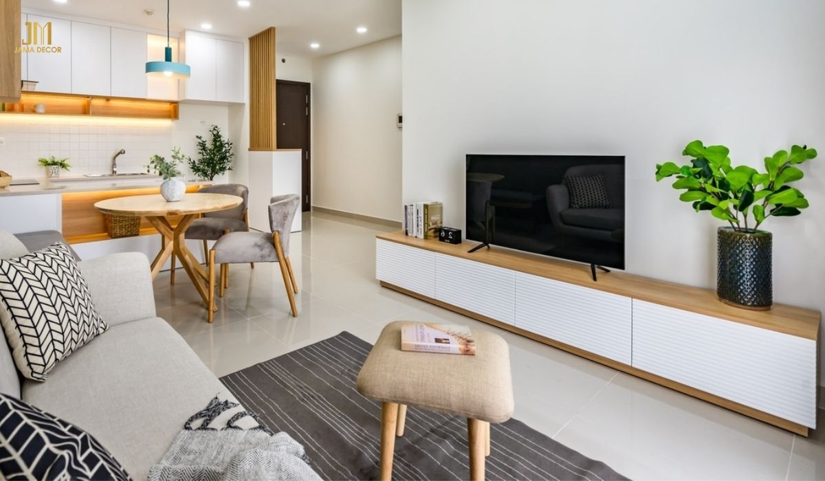 Không gian phòng ngủ tách biệt với phòng khách và bếp