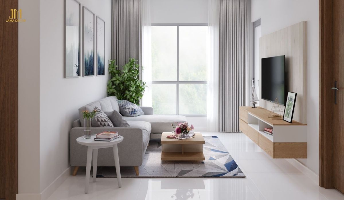 Mẫu thiết kế nội thất phòng khách cho căn hộ 30m2