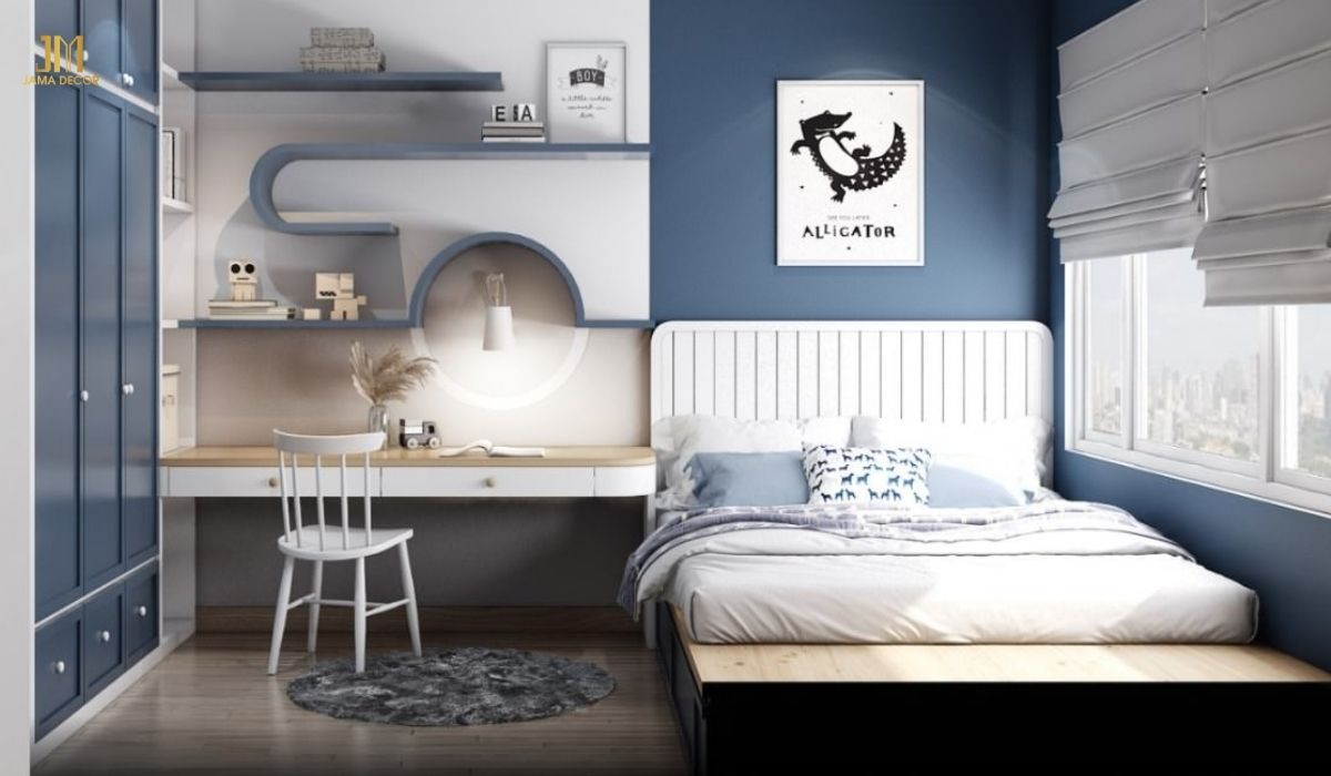 Phòng ngủ chung cư dành cho bé trai tận dụng ánh sáng tự nhiên