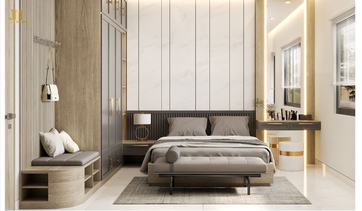 Phòng ngủ Master tone màu nhẹ nhàng giúp thư giãn