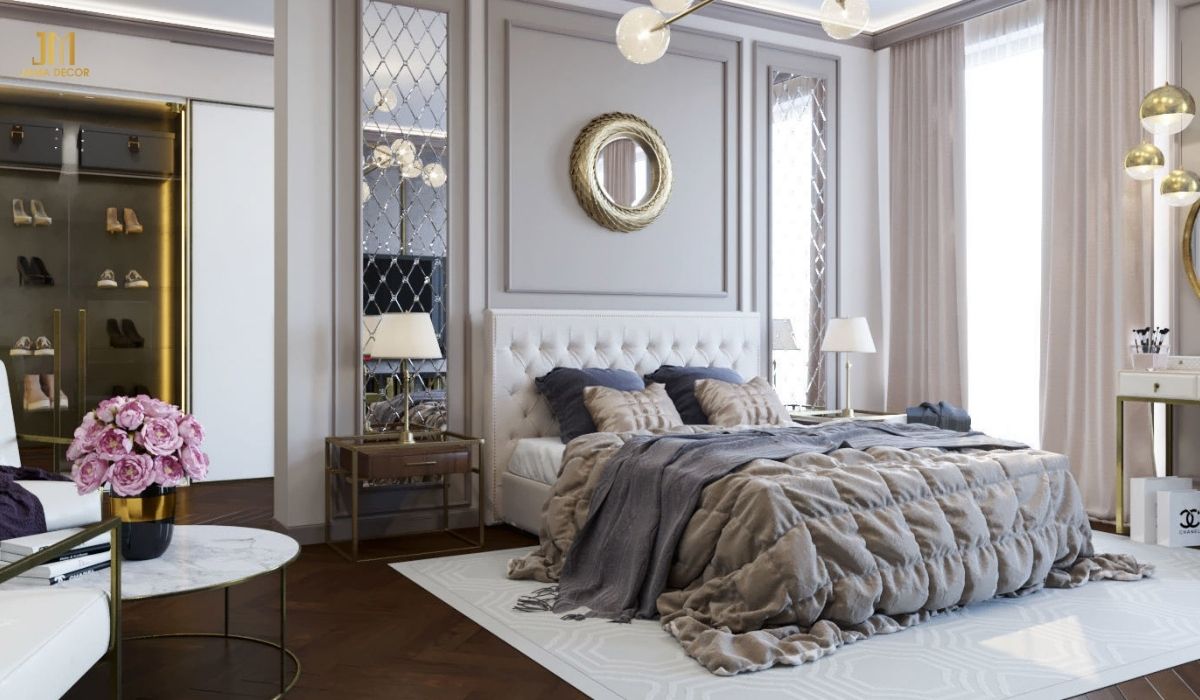 Phòng ngủ chung cư phong cách tân cổ điển quý phái