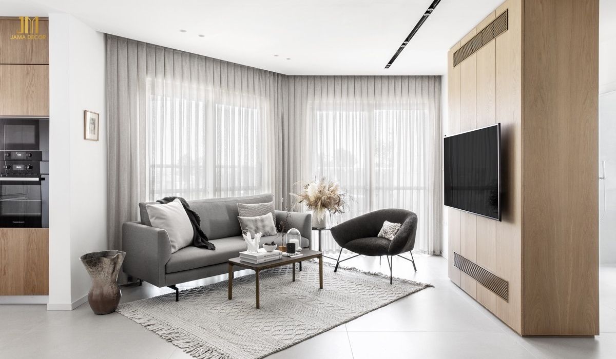 Phòng khách chung cư tận dụng ánh sáng tự nhiên