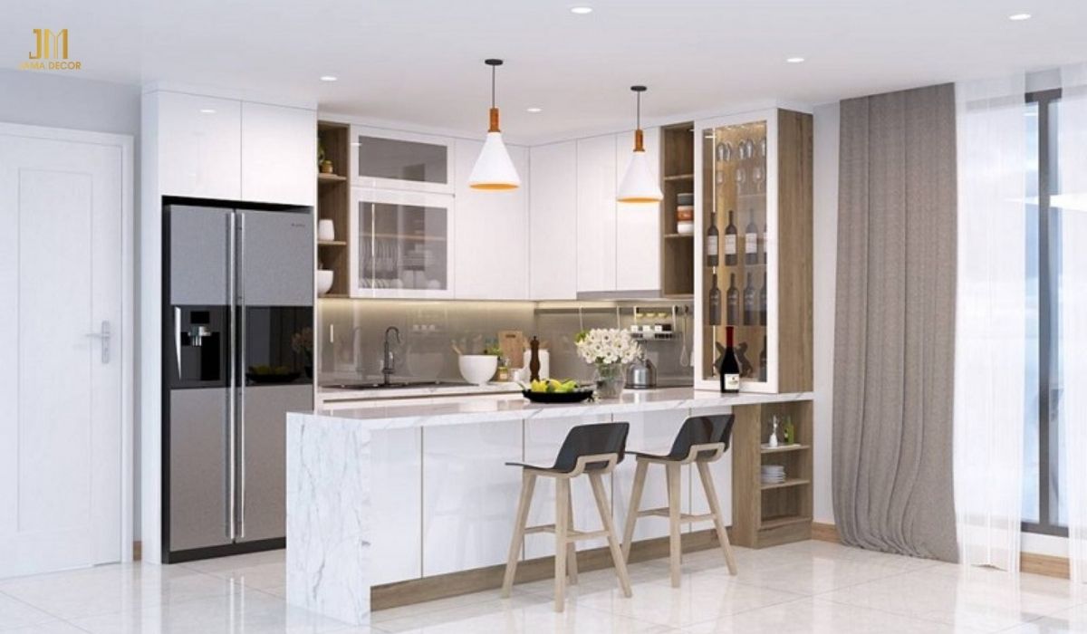 Tủ bếp chung cư kịch trần hiện đại