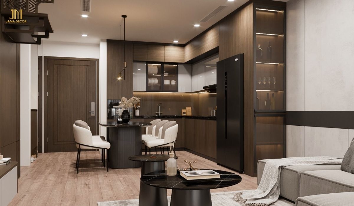 Nội thất chung cư tone màu nâu phong cách hiện đại