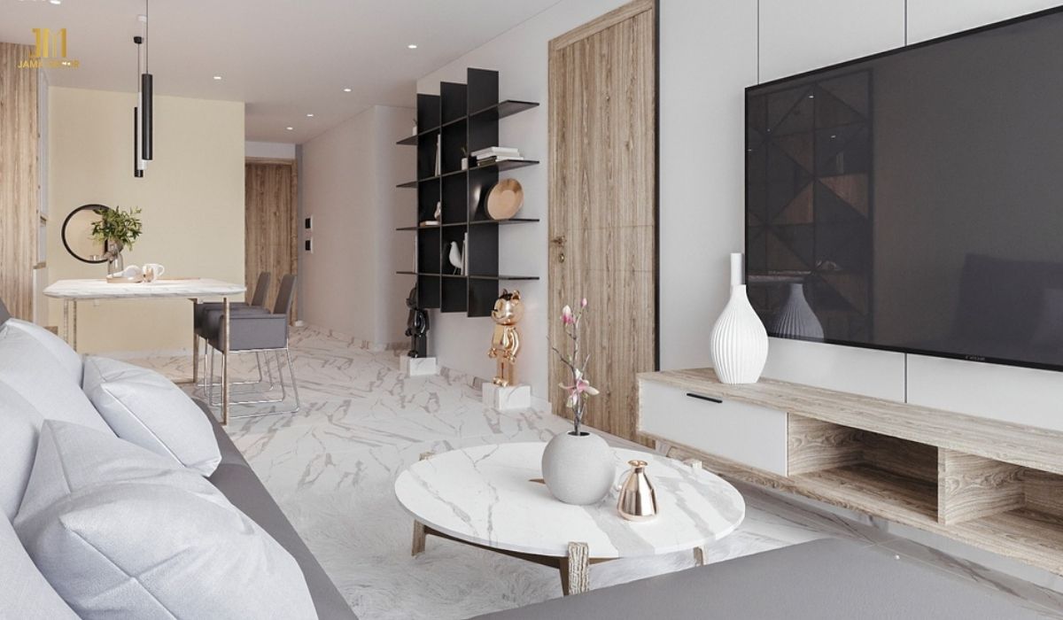 Nội thất chung cư 2 phòng ngủ có hướng cửa đúng phong thủy