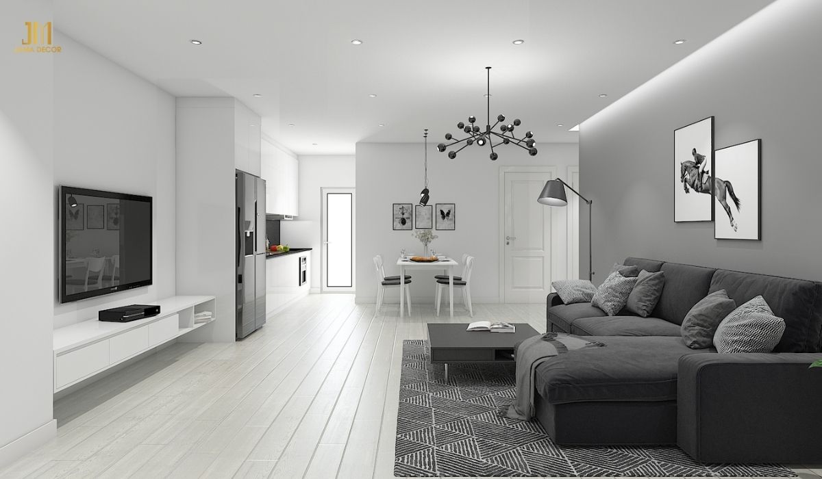 Nội thất chung cư màu xám