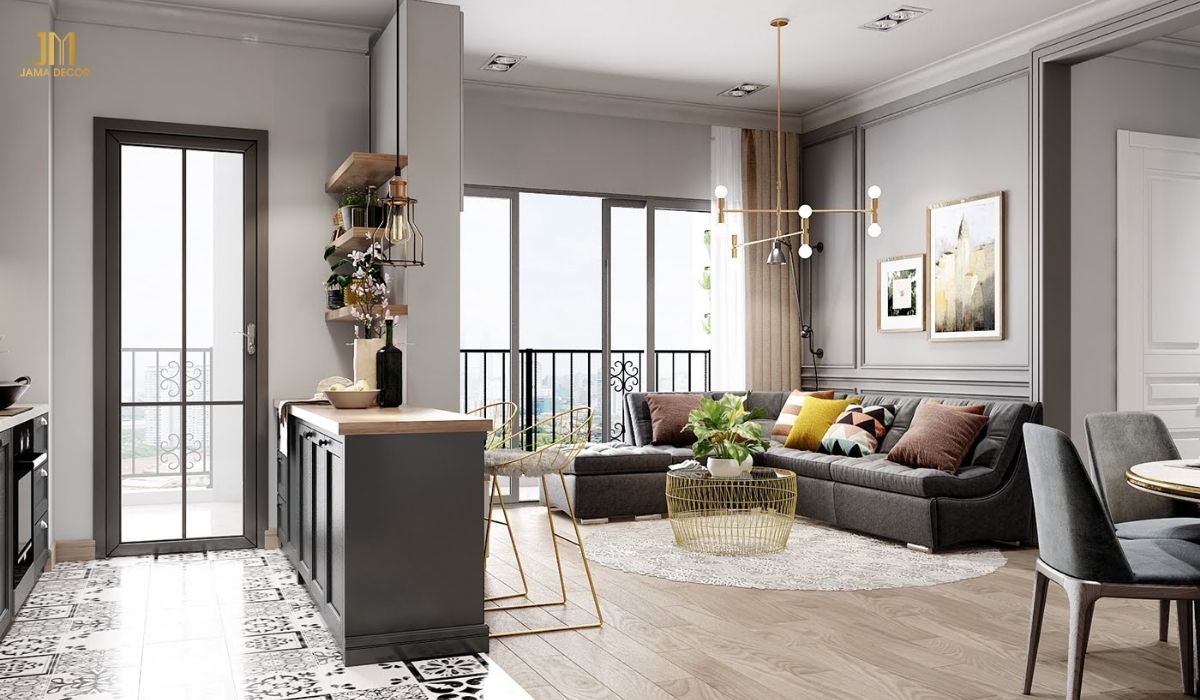 Nội thất chung cư 2 phòng ngủ 80m2 phong cách hiện đại