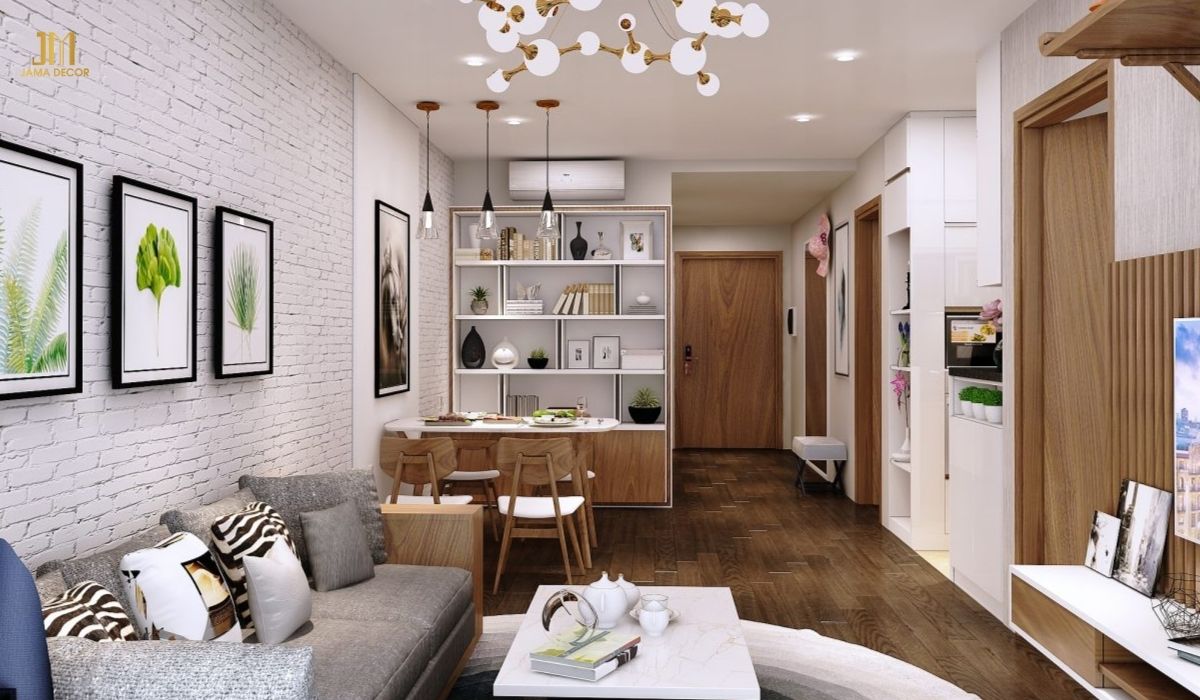 Nội thất chung cư 70m2 sử dụng gỗ công nghiệp