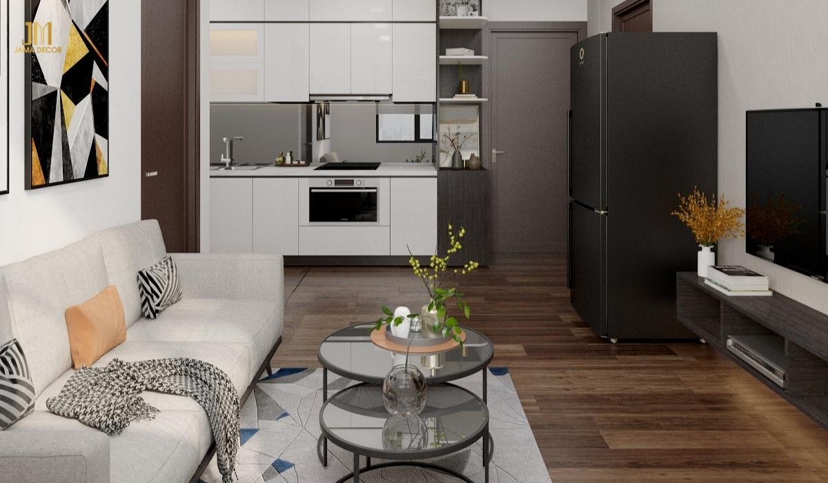 Mẫu thiết kế nội thất phòng khách chung cư 45m2