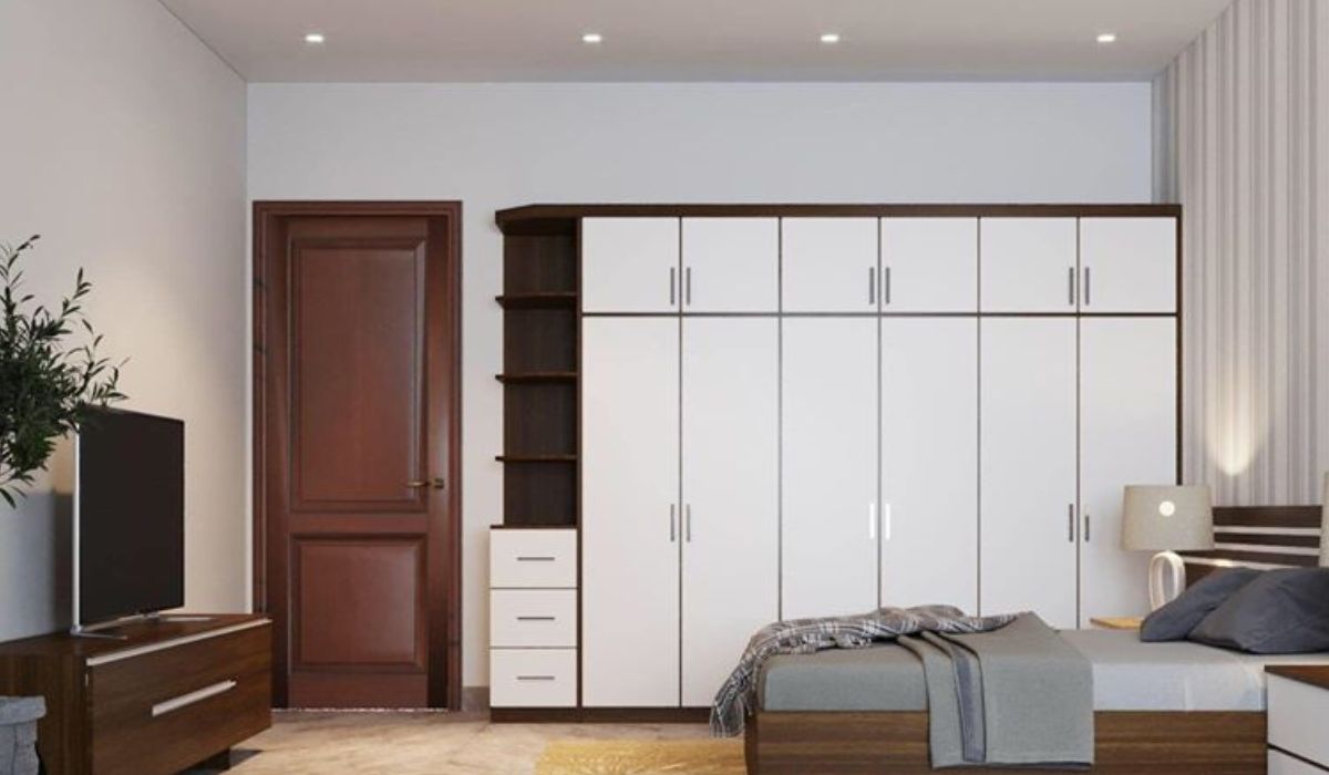 Tủ quần áo kết hợp kệ trang trí giúp tận dụng tối đa không gian lưu trữ