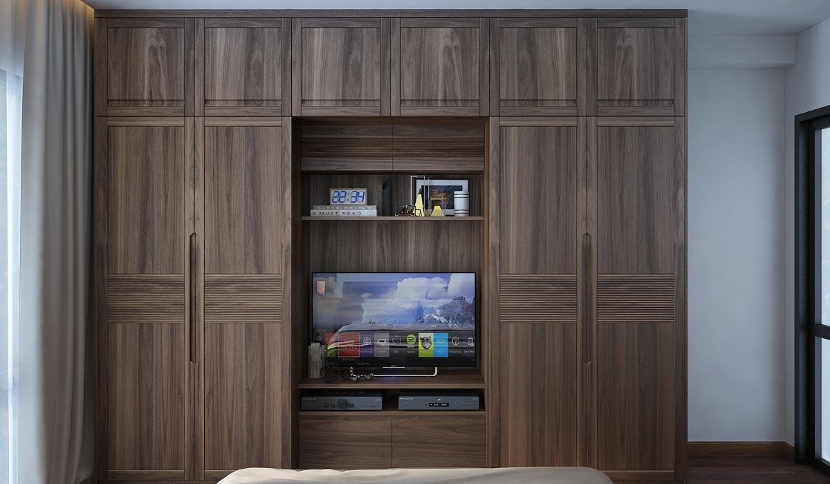 Tủ quần áo tích hợp kệ tivi là sự kết hợp hoàn hảo nhằm tối ưu không gian của căn nhà