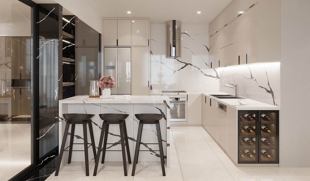 Bố trí các vật dụng khoa học để khu bếp luôn rộng rãi, thoáng đãng