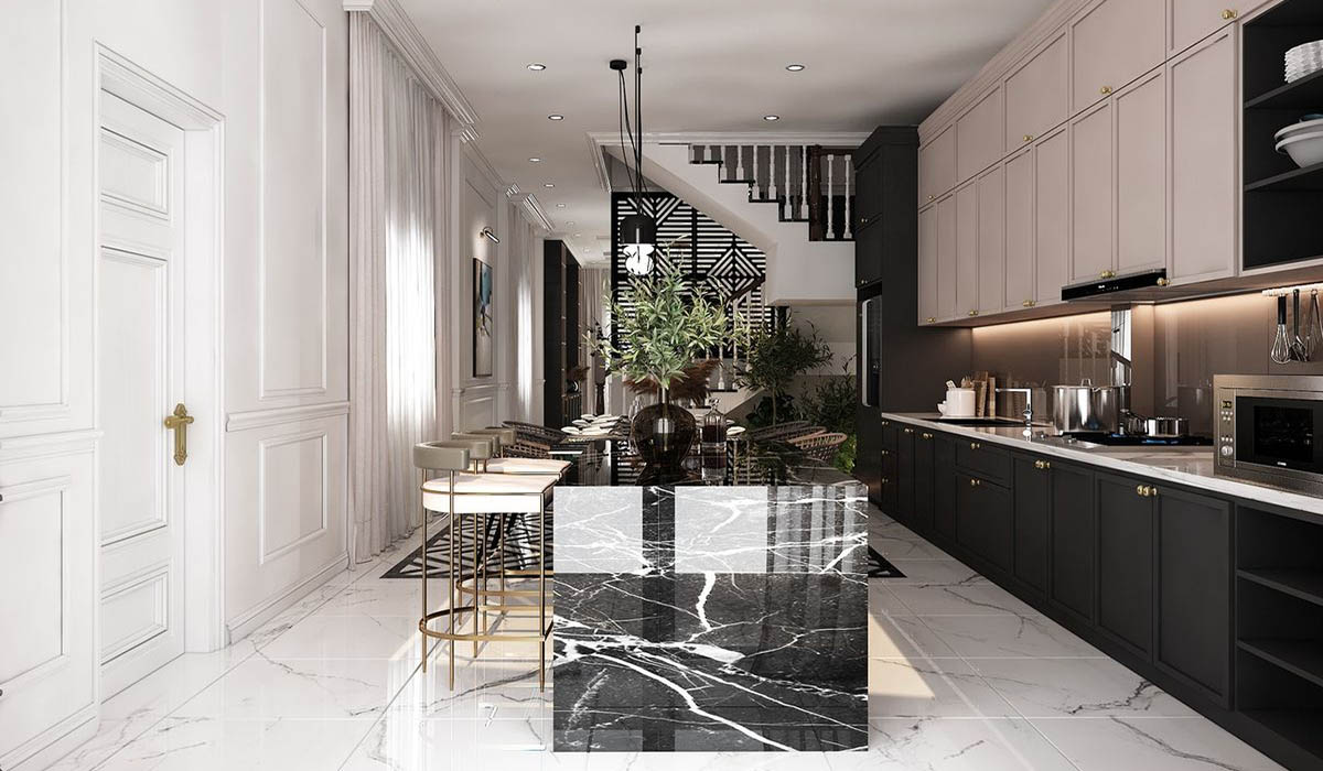 Khu bếp chung cư sáng sủa, thoáng đãng