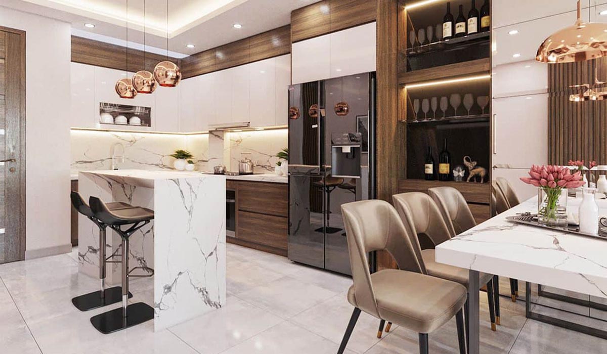 Trang bị nội thất bếp chung cư sang trọng, tiện nghi