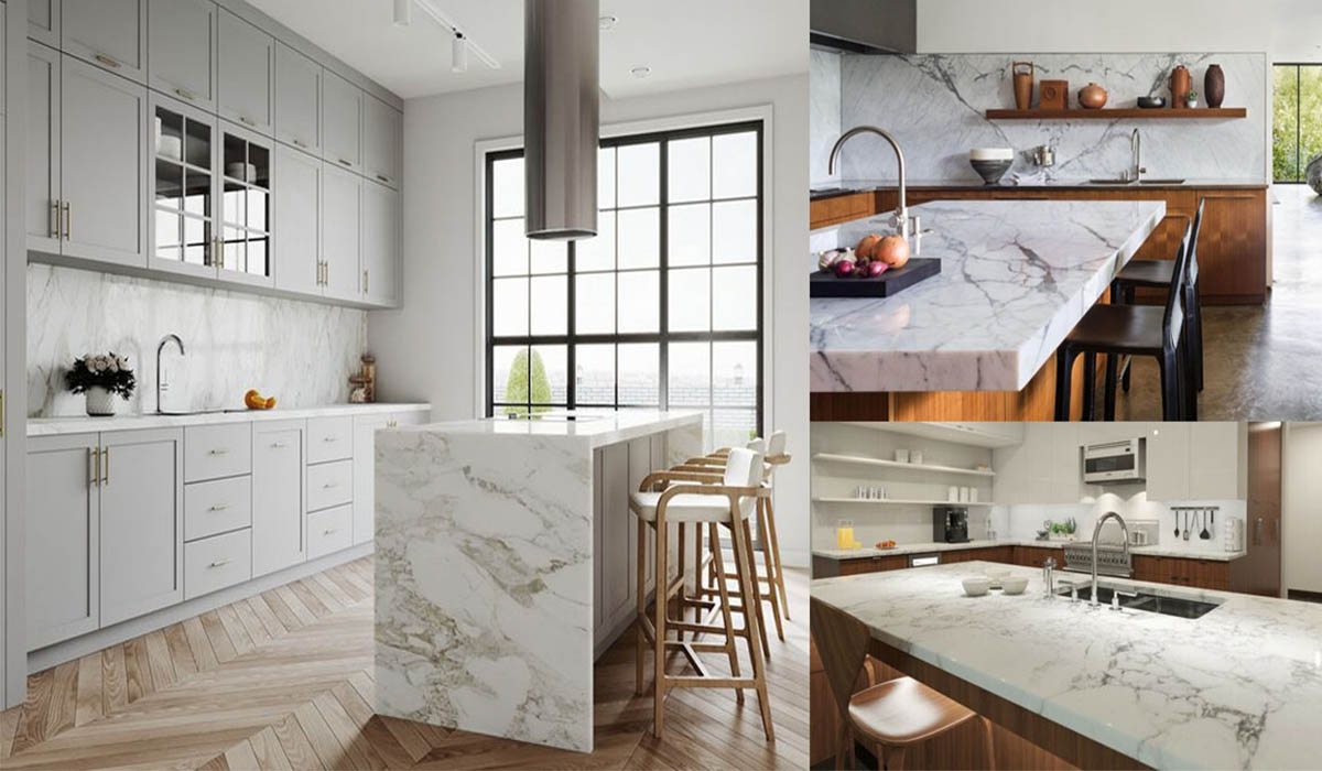 Khu bếp được làm bằng đá nên rất sang trọng và hạn chế trầy xước