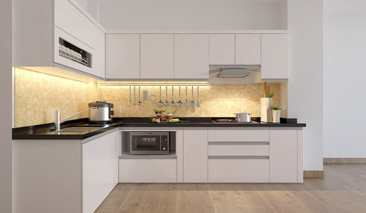 Mẫu bếp mang thiết kế vô cùng tiện ích và linh hoạt