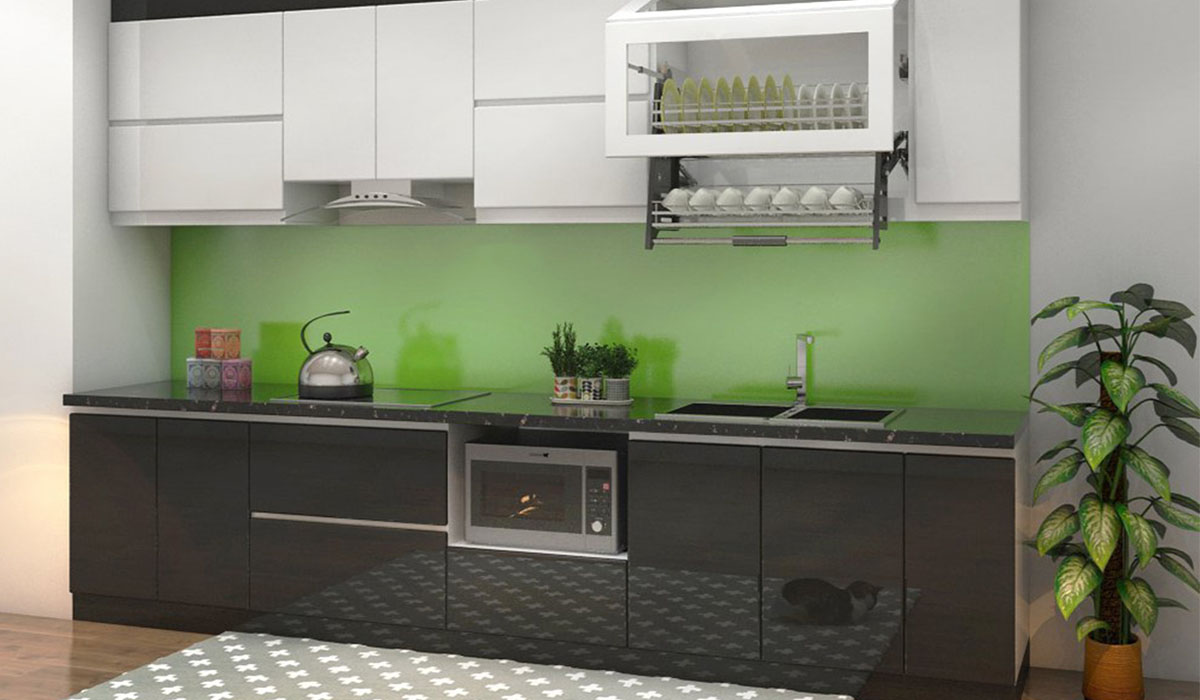 Thiết kế không gian bếp sang trọng và tạo điểm nhấn độc đáo cho căn hộ chung cư