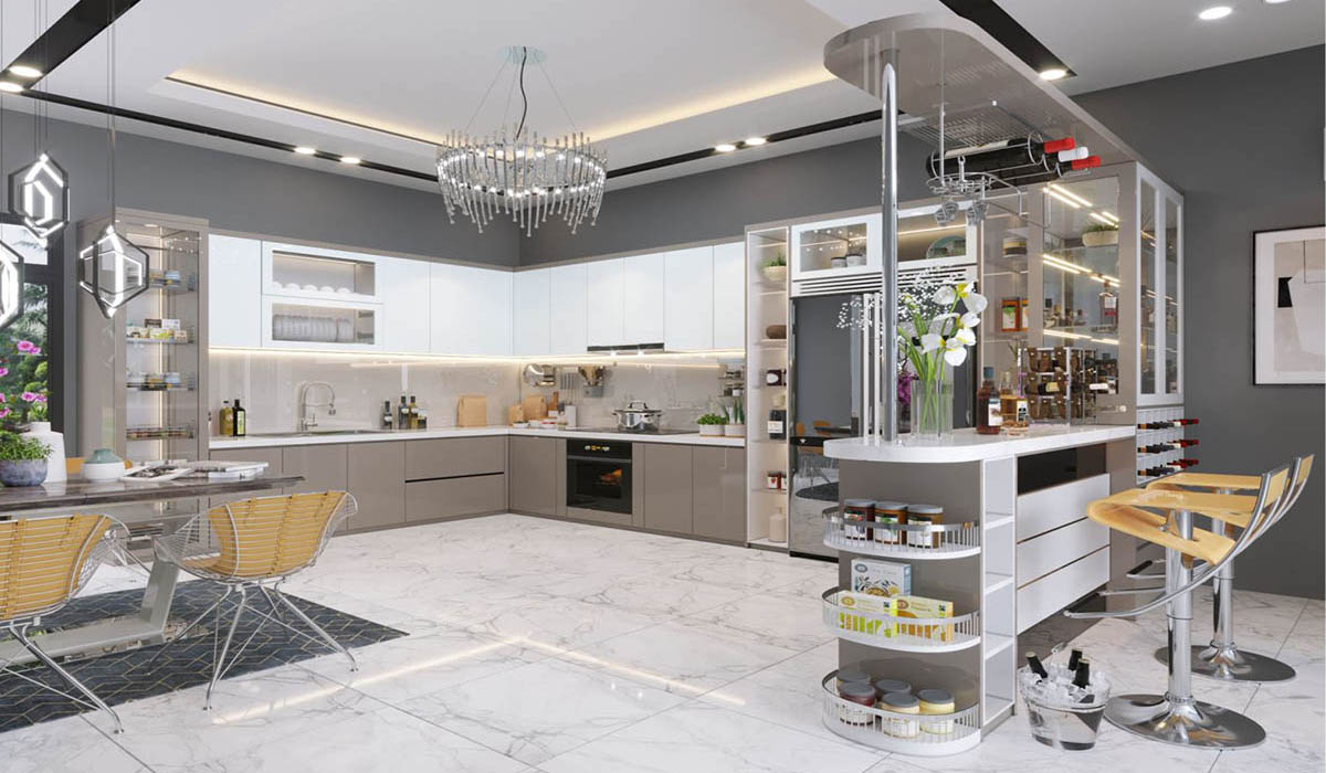 Thiết kế bếp tối ưu không gian với tủ kịch trần