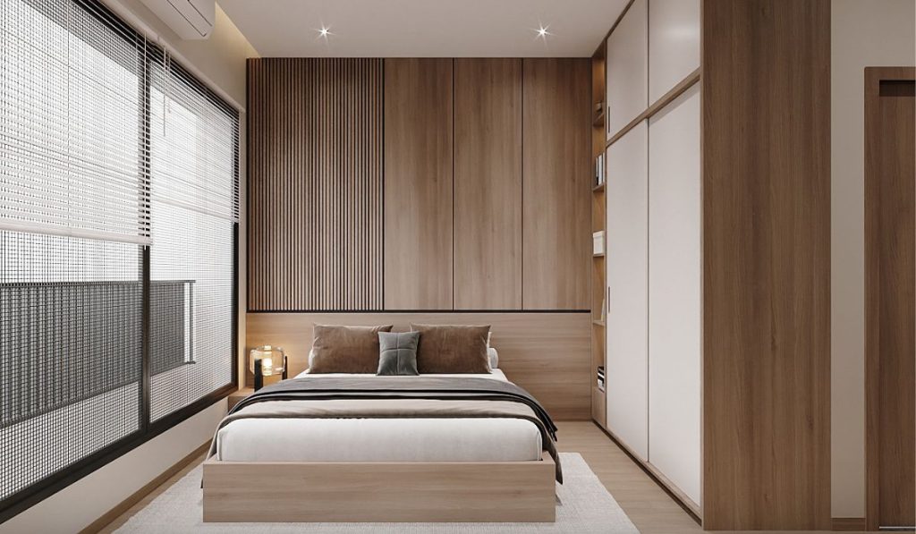 35+ mẫu thiết kế phòng ngủ đẹp cho nhà ống tiện nghi 37 Bố trí tab đầu giường ở hai bên sẽ tạo sự cân đối cho không gian phòng ngủ