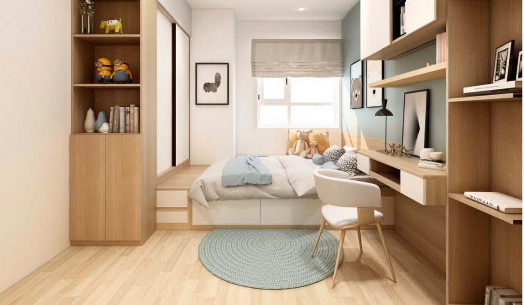 35+ mẫu thiết kế phòng ngủ đẹp cho nhà ống tiện nghi 29 Sử dụng tông màu be, trắng, xanh pastel sẽ giúp phòng ngủ nhà ống trở nên hài hòa, tinh tế