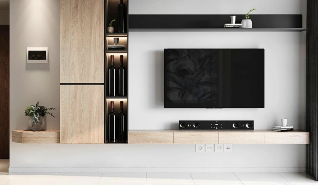 Tổng hợp các mẫu kệ trang trí phòng khách hiện đại nhất 30 Mẫu kệ tivi tích hợp kệ tủ đựng rượu giúp tối ưu công năng và tăng khả năng lưu trữ